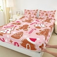 thumbnail image 3 of Manfei Cute Christmas Tree Bed Sheets,Red Candy Cane King Sheets,Cartoon Gingerbread House Sheet Set For Girls,Ultra Soft Home Decor,4 Pieces, 3 of 7
