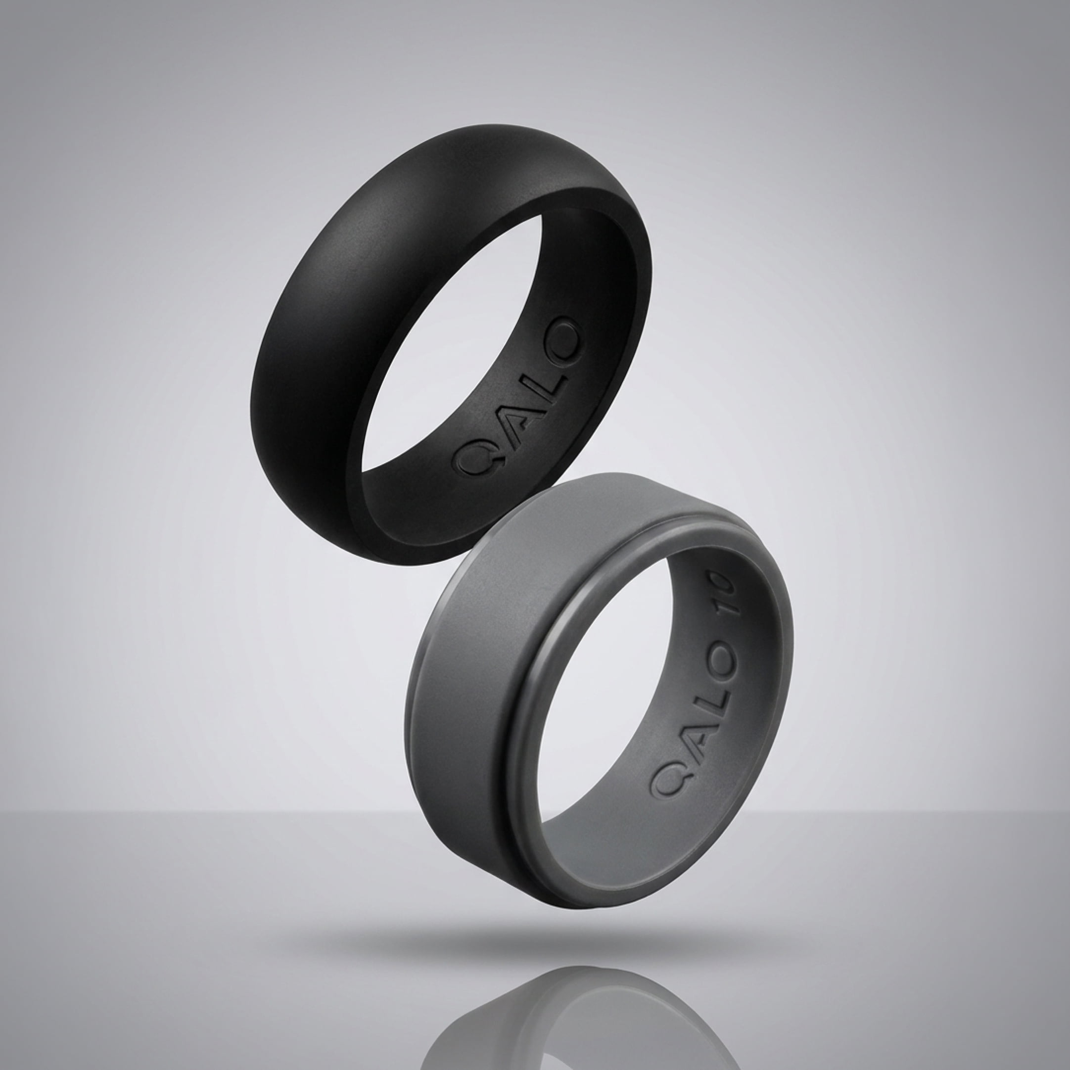 QALO Men's Classic Ultra-Durable Silicone Ring, Black, Size 10, 2 Pack
