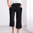 thumbnail image 2 of TRUBKH Linen Pants Women Pull On Pants Palazzo Pants Wide Leg Linen Pants Paperbag Pant Straight Leg Lounge Trouser Palazzo Pants Comfort Resort Wear Fashion Drawstring Lightweight Black S, 2 of 7
