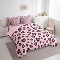 thumbnail image 3 of Feelyou Polkadots Bedding Comforter Set 7pcs, Love Heart Leopard Print Full Bedding Set, 3 of 8