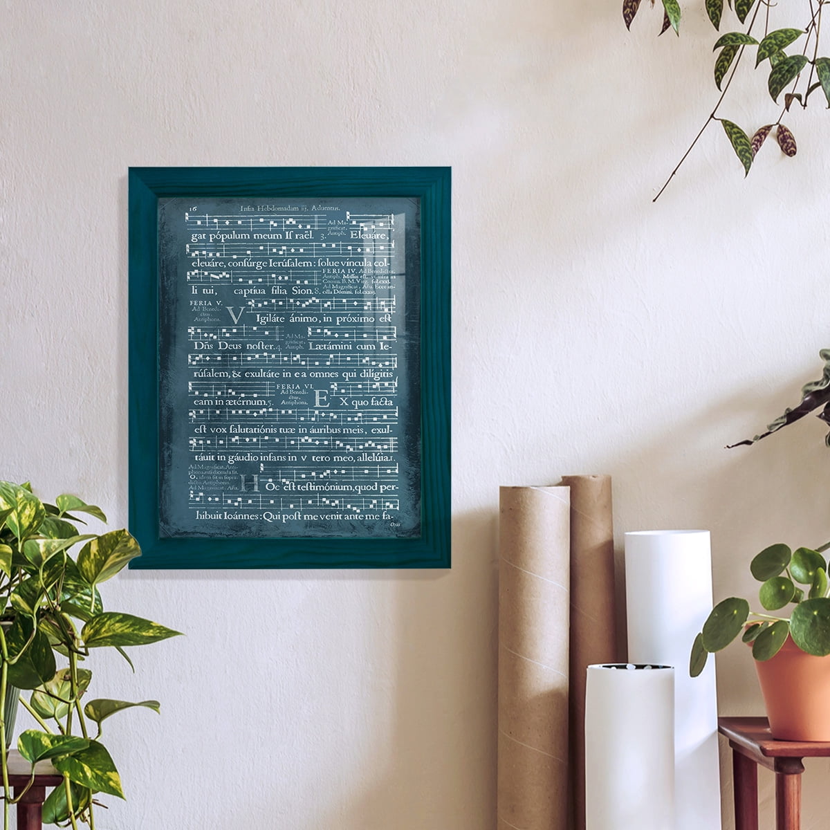 Graphic Songbook I -Framed Print w/glass-Ocean Blue
