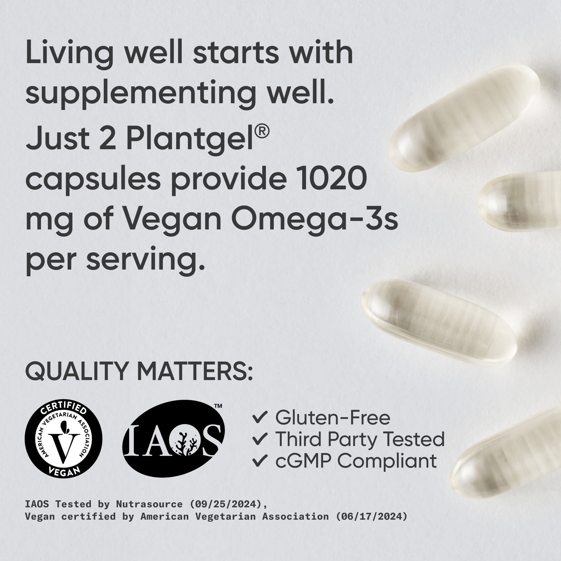 Sports Research® Highest Levels of Vegan Omega 3 DHA & EPA Softgel Fatty Acids (Carrageenan Free)