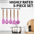 thumbnail image 6 of Zulay Kitchen Non-Stick Cooking Utensils Set with Authentic Acacia Wood Handles – 5-Piece Durable & Stylish Silicone Kitchen Utensils Set – Heat Resistant to 464°F, 6 of 9
