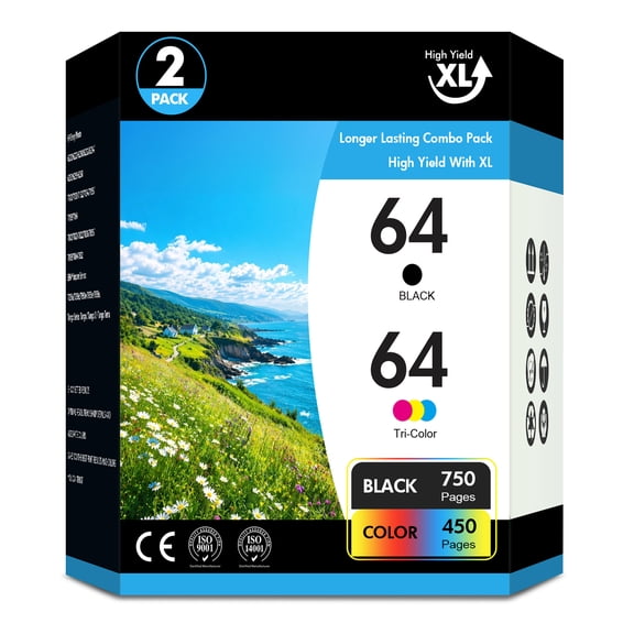 64XL Ink Cartridge Combo Pack Compatible for 64 XL Black Ink Cartridge Ink 64XL for Envy Photo 7855 7858 7800 7155 6255 Printer Ink 64