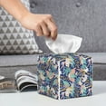 thumbnail image 6 of Naloa Tropical Sloth Tissue Box CoverLeather Tissue Holder Square Facial Tissue Case Facial Paper Organizer Dispenser for Bathroom, Vanity Countertop, Tabletop, Car, 6 of 8