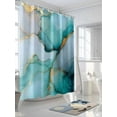 thumbnail image 3 of Fsddascl Turquoise Gold Marble Shower Curtain Set - 54" x 78" Washable Bathtub Curtain with 12 Hooks, Modern Abstract Geometric Waterproof Fabric Stall Shower Curtains for Bathroom/Bathtub Décor, 3 of 6