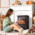thumbnail image 2 of WAA Infrared Electric Fireplace Stove,15" Freestanding Fireplace Heater,Adjustable Brightness and Heating Mode,1000W/1500W,Black, 2 of 7