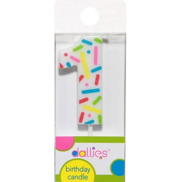 Dallies Number 1 Anniversary and Birthday Candles, Multicolor