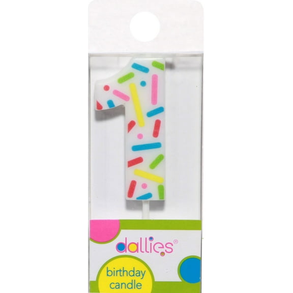 Dallies Number 1 Anniversary and Birthday Candles, Multicolor