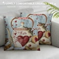thumbnail image 3 of Valentine's Day Pillow Cover ' with Cookies and Hearts Design - Watercolor Striped Romantic Cushion Case for Home Decor, Sofa, and Couch, 3 of 5