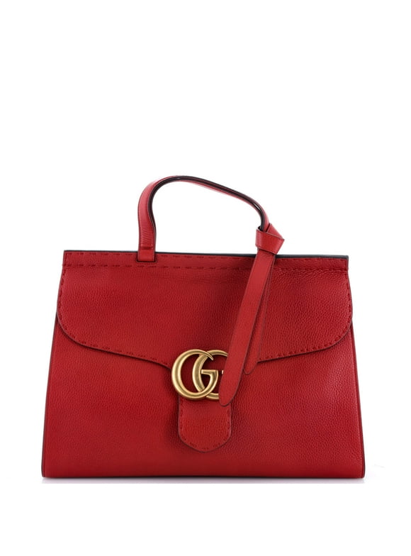 Pre-Owned GG Marmont Top Handle Bag Leather Medium By Rebag