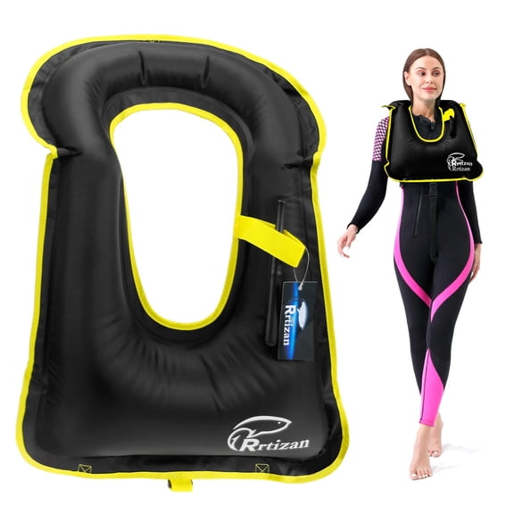Snorkel Vest, Adults Portable Inflatable Swim Vest Jackets for Snorkeling Swimming Diving Safety