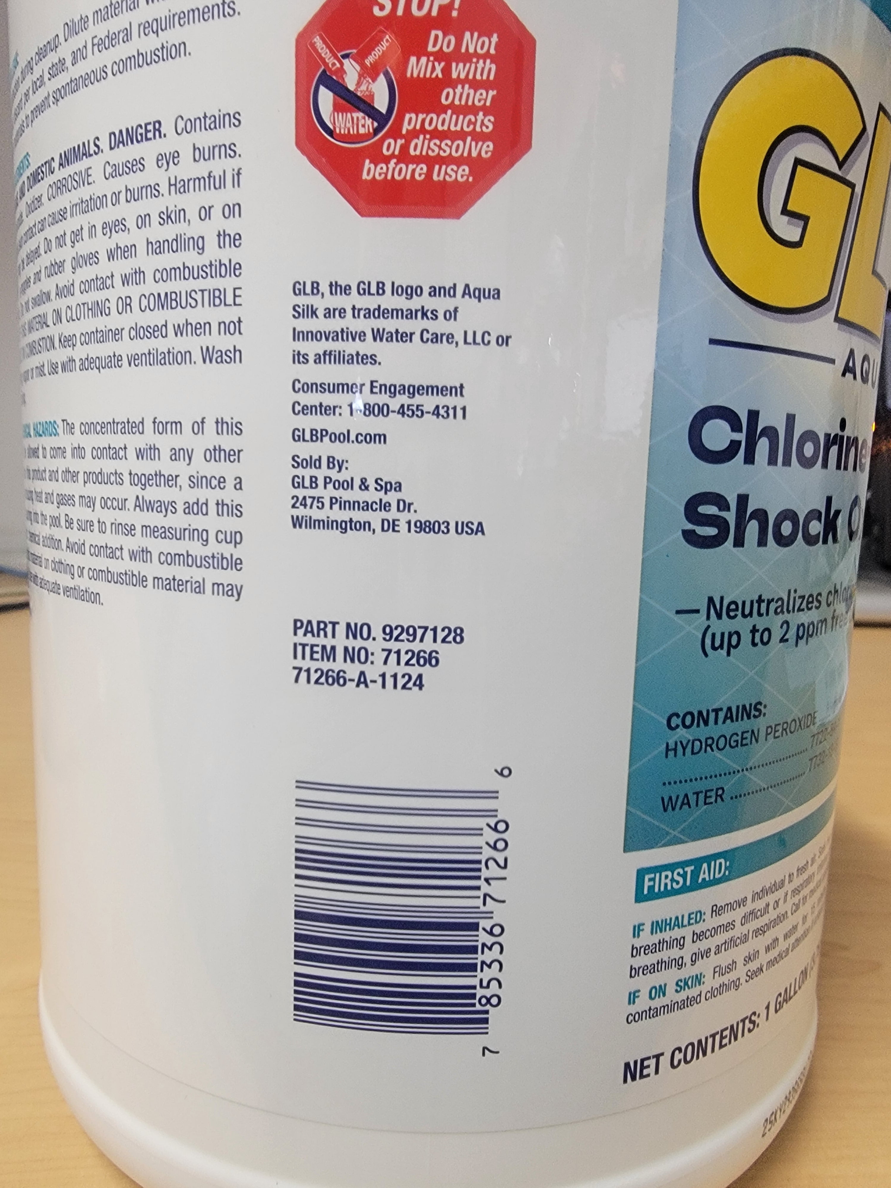 GLB Aqua Silk Chlorine Free Shock Oxidizer, 1 Gallon 71266