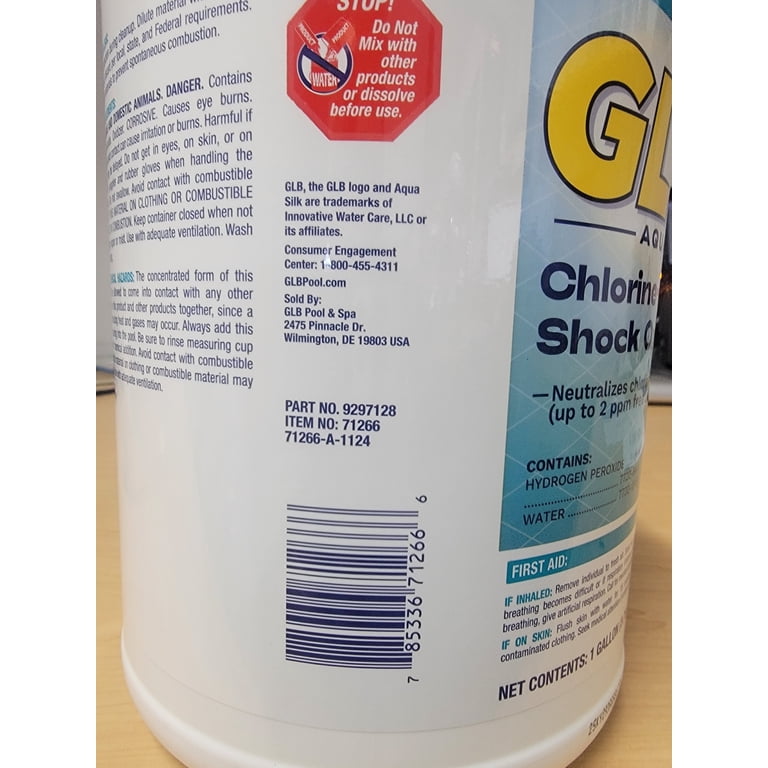 GLB Aqua Silk Pool Liquid, Chlorine Free Shock Oxidizer, 1 Gallon