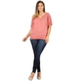 thumbnail image 2 of Pastel by Vivienne Women's Draped Dolman Top Plus Size Mauve X-Large, 2 of 2