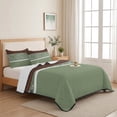 thumbnail image 5 of King Quilt Set 96''x106'', Sage Green Brown Flowers Lightweight Bedspread Coverlet Set with 2 Pillow Shams, Classic Botanical Art Elegant Breathable All Season Quilt Bedding for Bedroom/Guest Room, 5 of 9