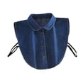 thumbnail image 1 of GUOOL Faux Col en Denim pour Femmes, Demi-Haut Blouse, Chemise, Col Droit, Demi-Col de Chemise Bleu Foncé, 1 of 9