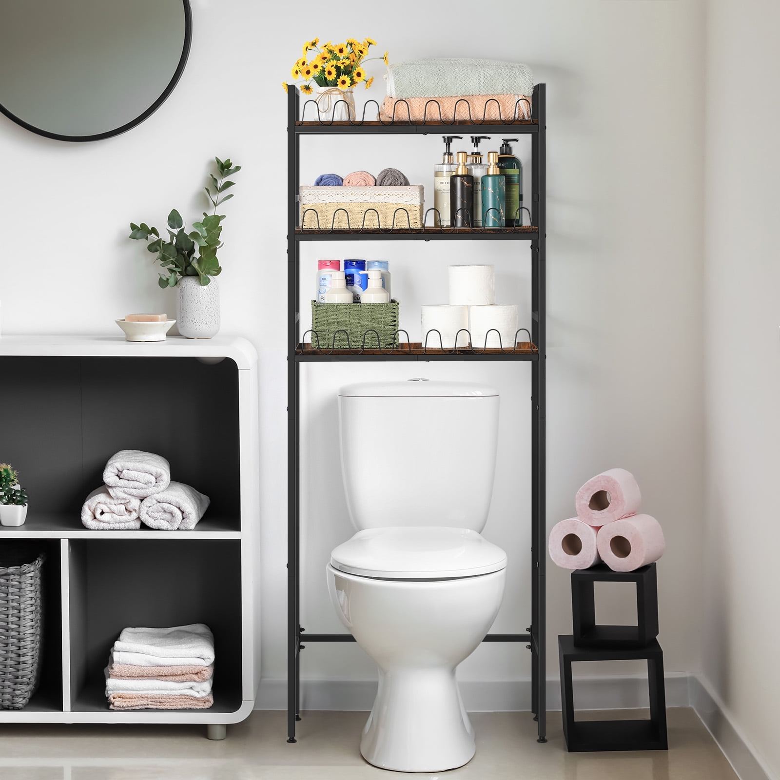3-Tier Over The Toilet Storage Shelves Rack Heavy Duty Bathroom Organizer Metal