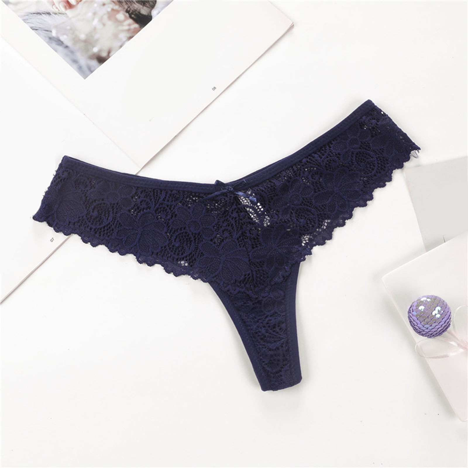 WOXINDA Women Lace Thong Triangle Hollow Breathable Cotton Crotch