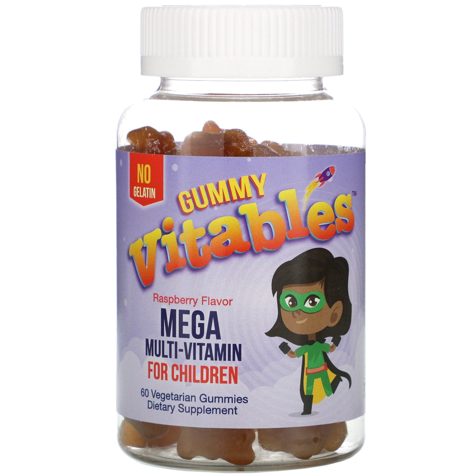 Vitables Gummy Mega Multivitamin for Children, No Gelatin, Raspberry
