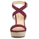 thumbnail image 2 of Sandalias De Tacón De Cuña Con Tirantes Cruzados Con Espalde Para Mujer Borgoña 39, 2 of 7