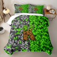 thumbnail image 2 of meiyoeat Miners Video Game Twin Quilt Set For Boys,Green Gray Pixelated Check Letter K Twin Coverlet Set,2 Pieces, 2 of 7
