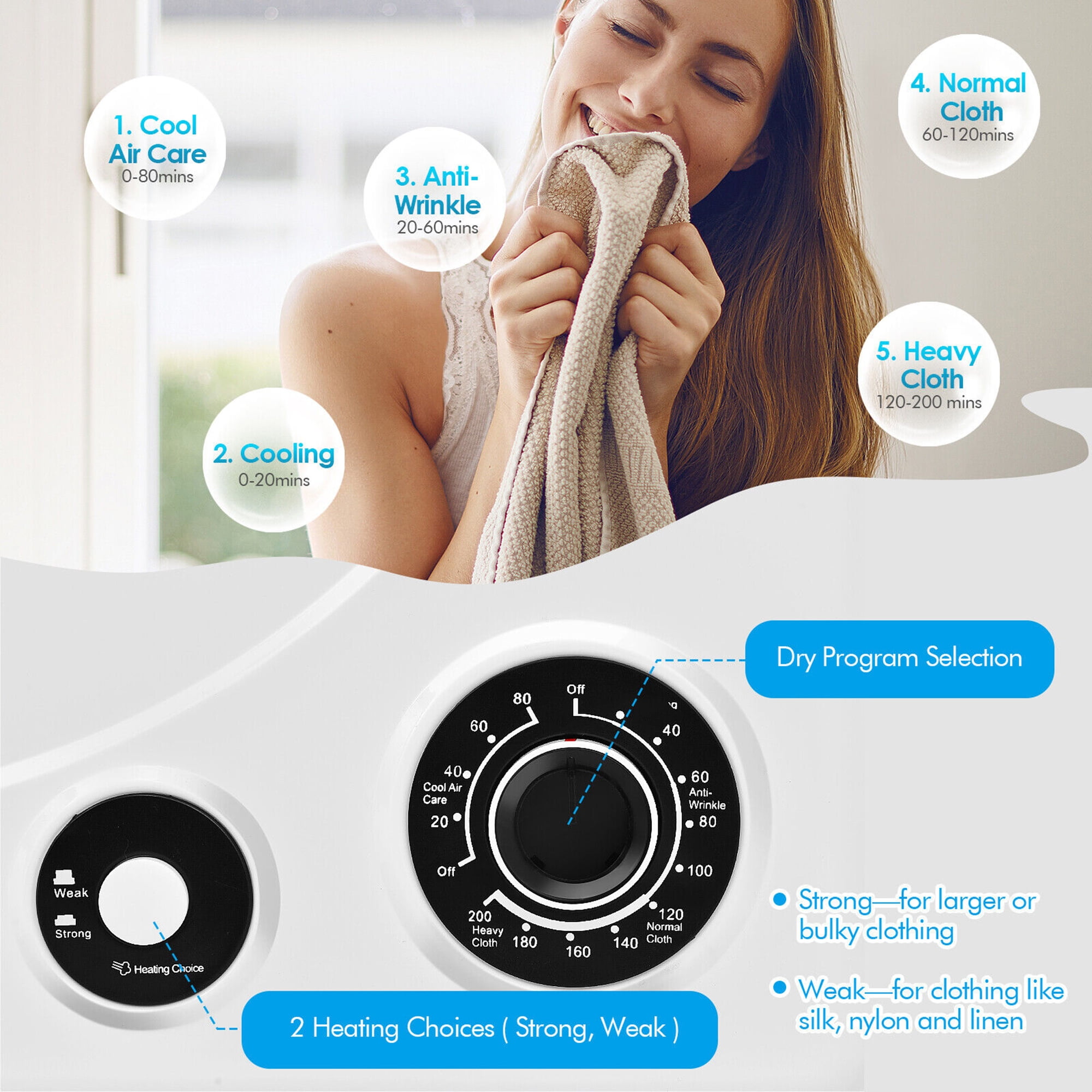 Gymax 13.2 lbs Electric Tumble Compact Laundry Dryer Stainless Steel Tub 1350 W