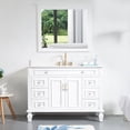 thumbnail image 4 of ANGELES HOME 48" Bathroom Vanity with Sink, Freestanding Solid Wood Bathroom Makeup Cabinet W/ 2 Doors and 6 Drawers, Bathroom Vanity Storage Organizer with Carrara White Quartz Countertop, White, 4 of 10