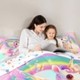 thumbnail image 4 of Manfei Cute Unicorn Twin Comforter Sets,Dreamy Rainbow Bedding Set,Multicolor,Colorful Stars Reversible,2-Piece,1 Comforter and 1 Pillowcase, 4 of 7