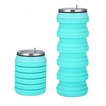 

Clearance! SDJMa 17oz Collapsible Water Bottle Reuseable BPA Free Silicone Foldable Water Bottles for Travel Gym Camping Hiking Portable Leak Proof Sports Water Bottle
