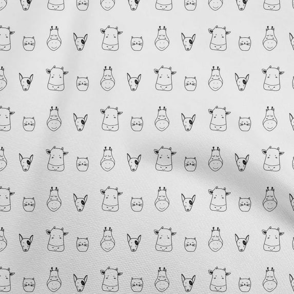 oneOone Cotton Poplin Twill White Fabric Cat & Cow For Kids Quilting Supplies Print Sewing Fabric By The Yard 56 Inch Wide