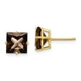 thumbnail image 1 of 14K Yellow Gold Earring Stud Women'S Quartz (Smoky) Square Brown 9 mm, 1 of 1