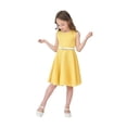 thumbnail image 5 of Sngxgn Girls Dresses Ruffled Long Sleeve Neck Casual A-Line Short Dress(Yellow,110), 5 of 8