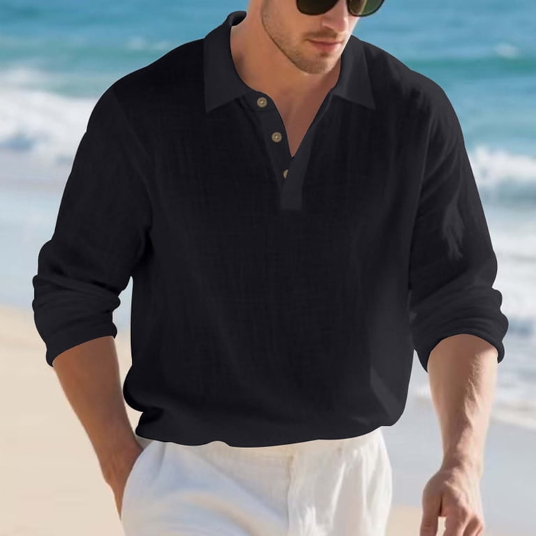 ZCFZJW Linen Shirts for Men Lightweight Casual Fall Long Sleeve
