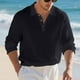 thumbnail image 5 of pstuiky Camisas casuales de manga larga para hombre, Cárdigan informal de negocios para hombre, color liso, holgado, con botones, mangas largas y cuello vuelto Tops de talla grande para hombre m, 5 of 9