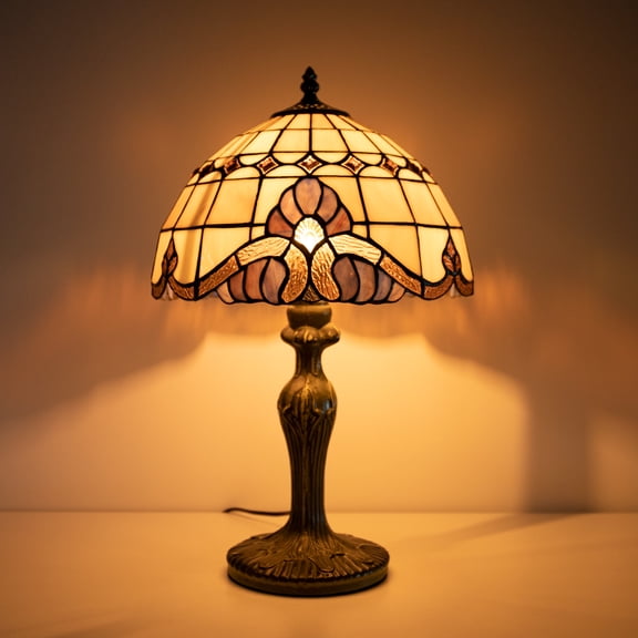 MUMTOP Tiffany Style Lamps Tabletop for Bedside Desk, Vintage Lamps with Shades, Stained-Glass 19'' Height White Light, Bulb not included