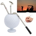 thumbnail image 3 of HURRISE Ball Model Pen Holder,Mini Ball Pen Holder,Mini Desktop Ball Pen Holder with 3 Pens Plastic Golfer Souvenir Set Gift, 3 of 8