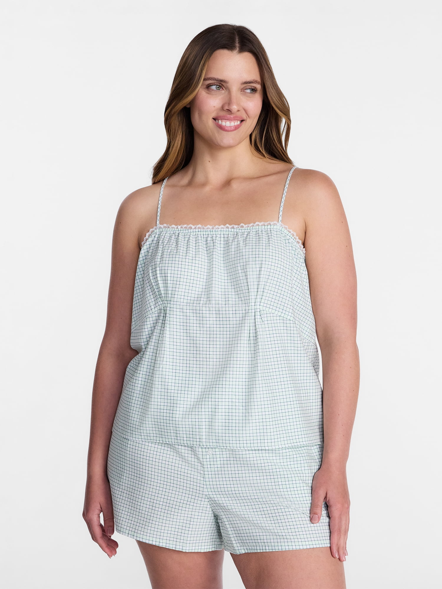 Joyspun Women's Woven Poplin Sleep Cami Top, Sizes XS-3X