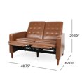 thumbnail image 6 of GDF Studio Manville Contemporary Tufted Loveseat Pushback Recliner, Cognac Brown Faux Leather and Dark Espresso, 6 of 10