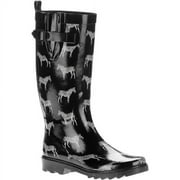 Women's Zebra Herd Printed Buckle Rain Boots