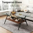 thumbnail image 2 of Modern Rectangle Coffee Table with Tempered Glass Top & Black Metal Legs,Stylish Living Room Center Table, Transparent Glass, 220lb Capacity, 2 of 6