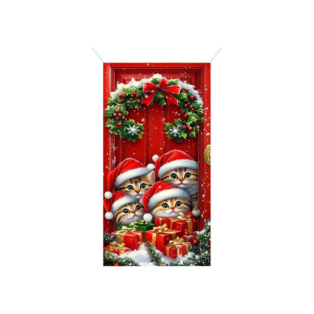 Decoraciones de Navidad Interior 35 X 71 Pulgadas Marco de Puerta de Navidad - Patrón de Santa Claus - Decoración de Puerta de Navidad - Decoración de Fiesta Del Festival