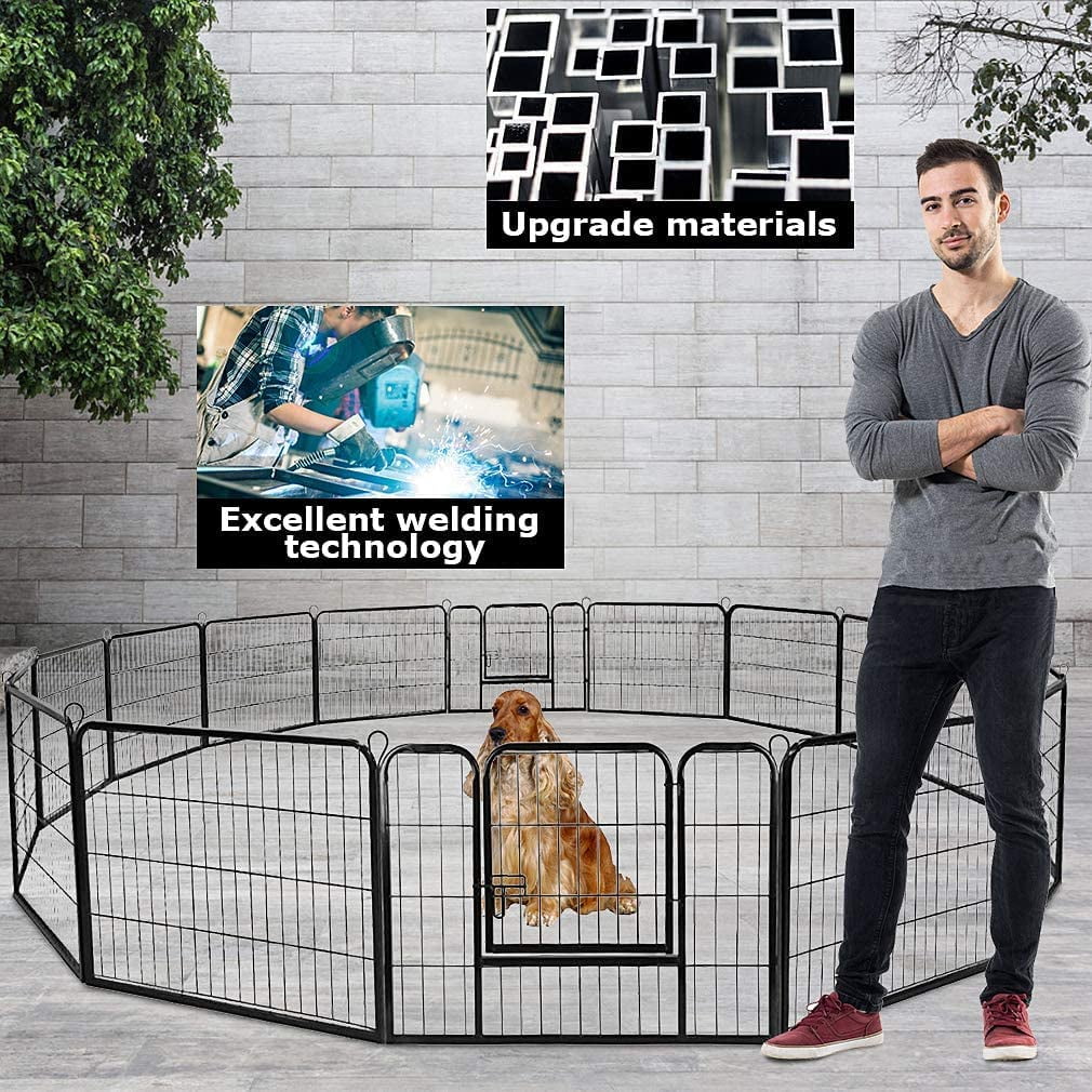 BestPet Dog Playpen Pet Dog Fence 32"Height 16 Panels Metal Dog Pen