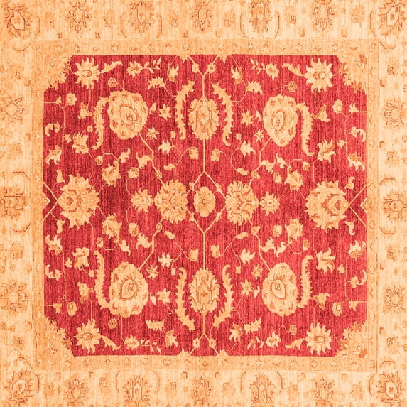 Ahgly Company Indoor Square Oriental Orange Traditional Area Rugs, 7' Square