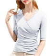 thumbnail image 2 of AXXD White Basic Summer Shirts for Women 2024 Ladies Solid Color Long Sleeve Short Shirt Blouse Tops, 2 of 3
