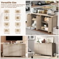 thumbnail image 6 of BedLuxury 55.5 Inch Sideboard Buffet Cabinet With Sturdy Desktop, Modern Wood Streaks Style Storage Cabinet with 4 Doors for Kitchen, Dinning Room, Hallway, Beige., 6 of 7
