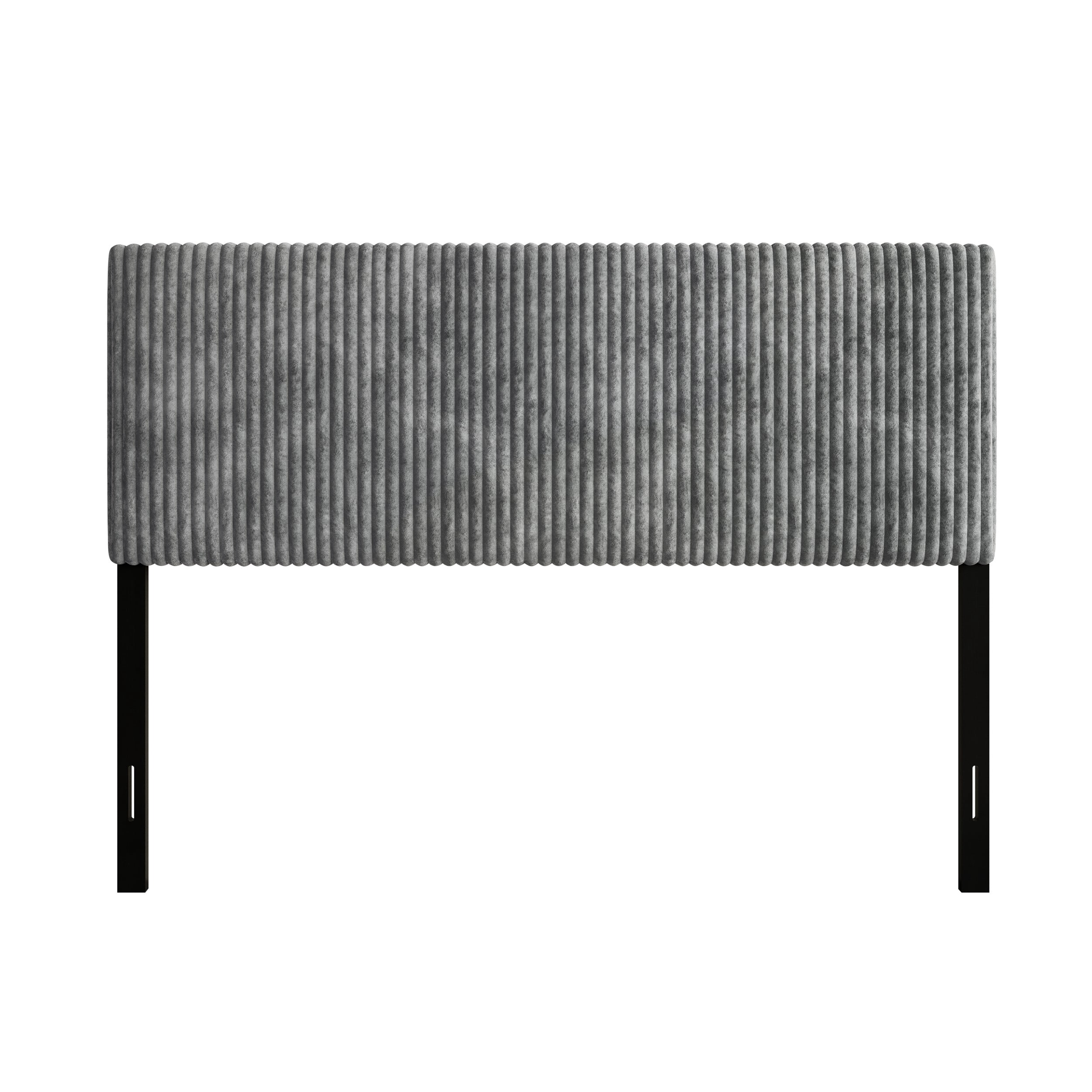Home Design Romney Twin Upholstered Headboard with Vertical Channel Tufting, Adjustable Height, Gray
