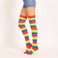 thumbnail image 5 of Hwoehyo Rainbow Luck Over The Knee Colorful Striped Personality Knit Socks, 5 of 6