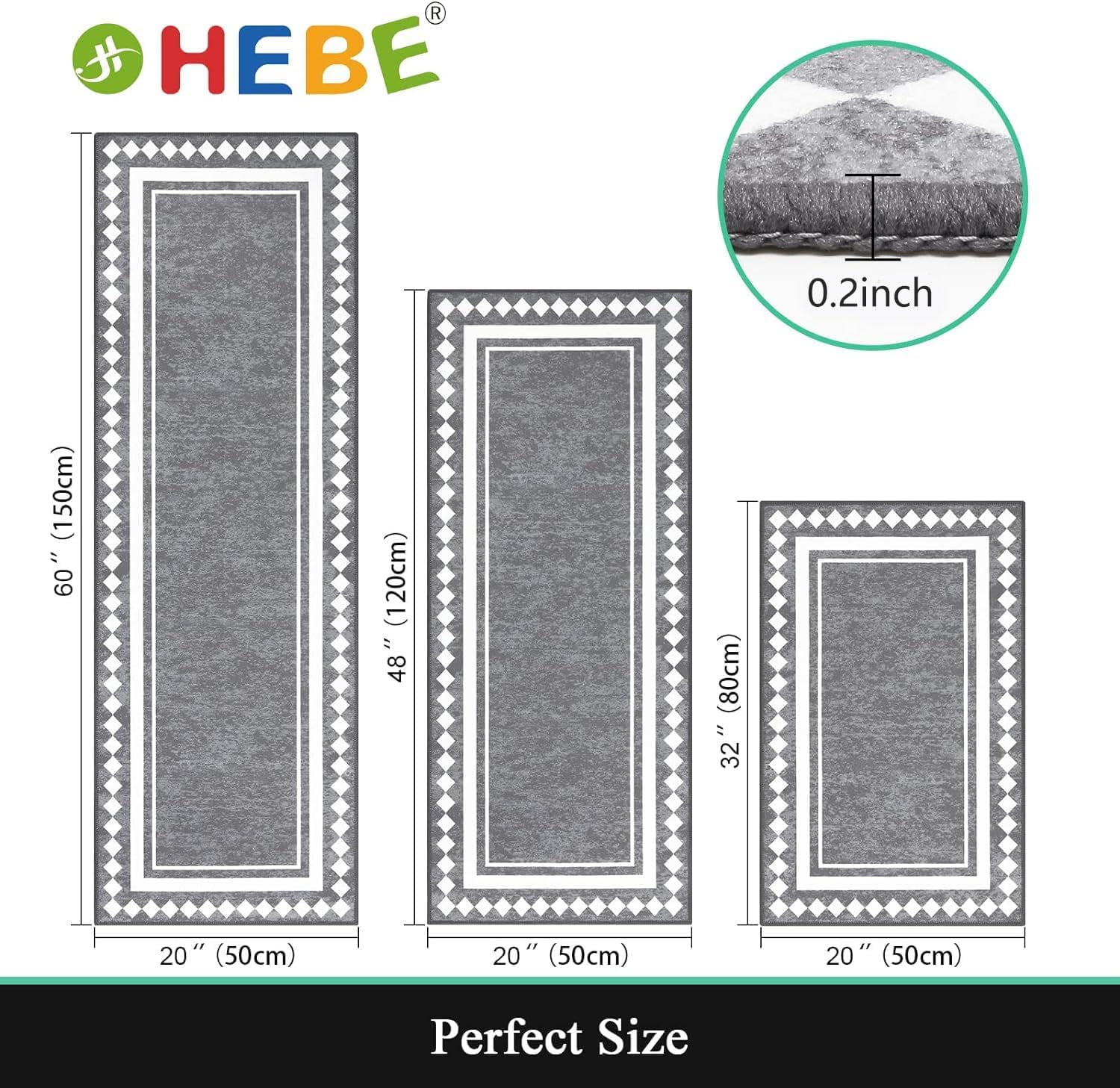 Farmhouse Kitchen Rugs Sets of 3 Non Slip Washable Kitchen Rugs and Mats Boho Kitchen Mats for Floor Kitchen Runner Rug Kitchen Carpet Rug Runner for Hallways Kitchen Laundry