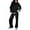 Black, variant on Womens Sweatsuits 2 Piece Set Fleece Lined Outfits Crew Neck Colorblock Long Sleeve Sweatshirt Jogger Pants Tracksuit Set with Pockets